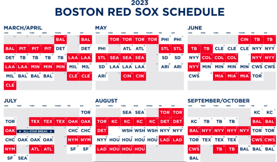 2023 Red Sox schedule: Season to begin at Fenway Park, and Sox